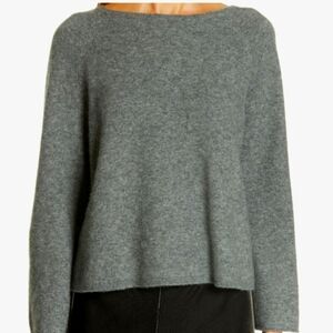 Eileen Fisher green cropped Cashmere Bell sleeve sweater petite small PS
